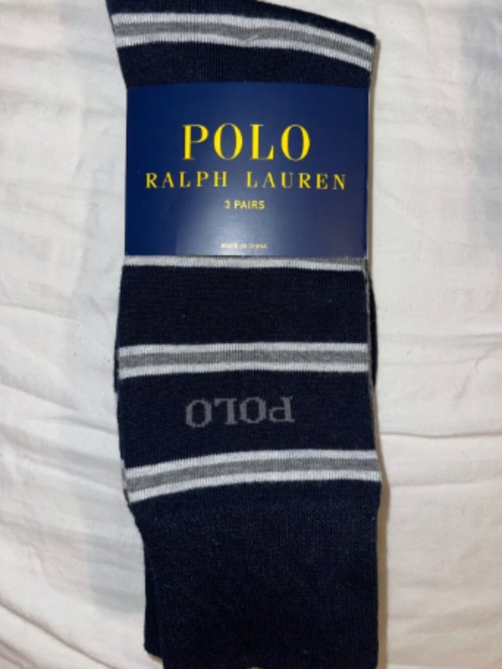 Polo Ralph Lauren Dress Socks 3pack ('polo' blue striped/gray/blue)